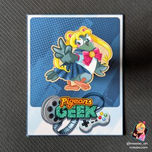 Geek Pigeons, Pigeon Moon | Pin's ou Magnet en bois