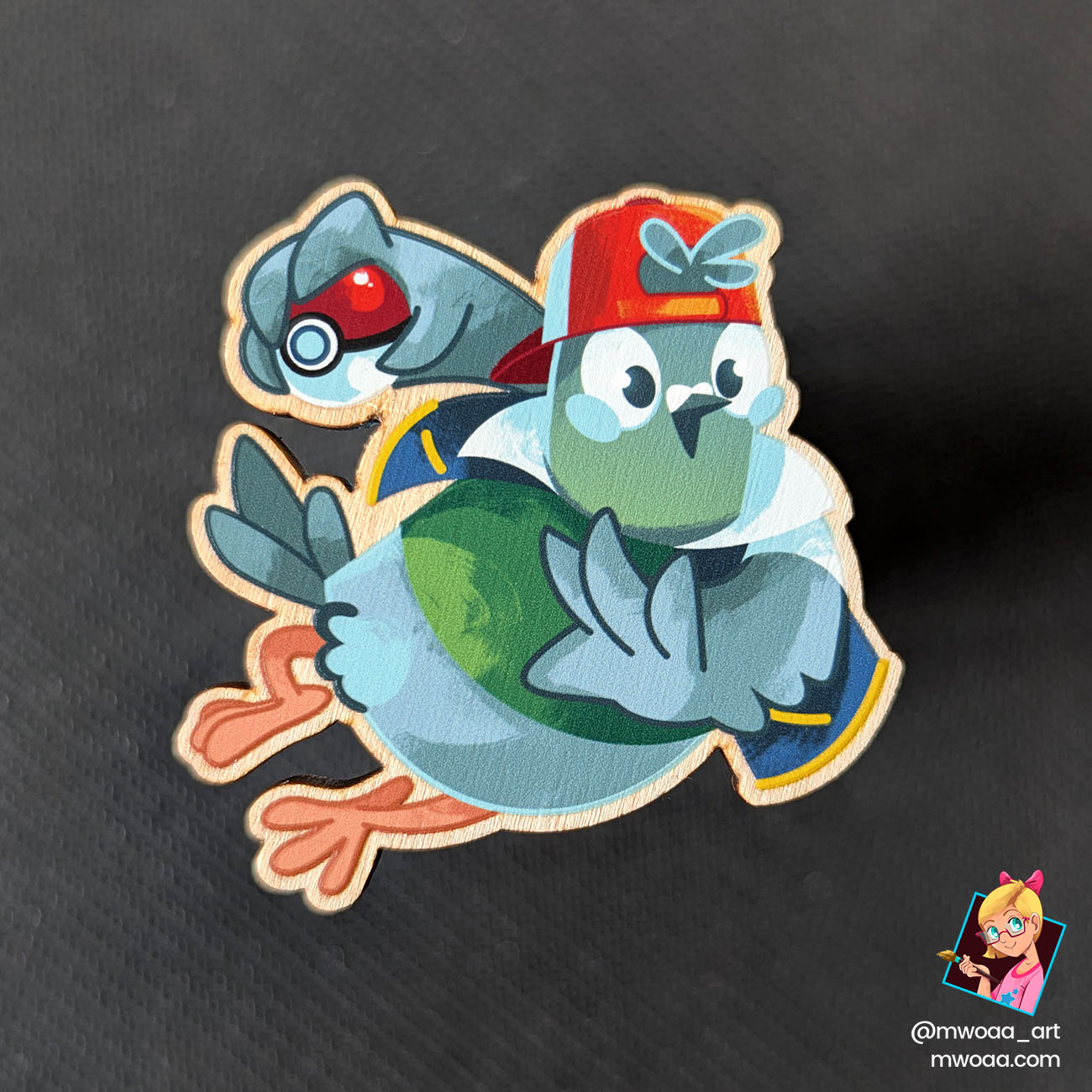 Geek Pigeons, Le pigeon du Boug Palette | Pin's ou Magnet en bois – Image 2