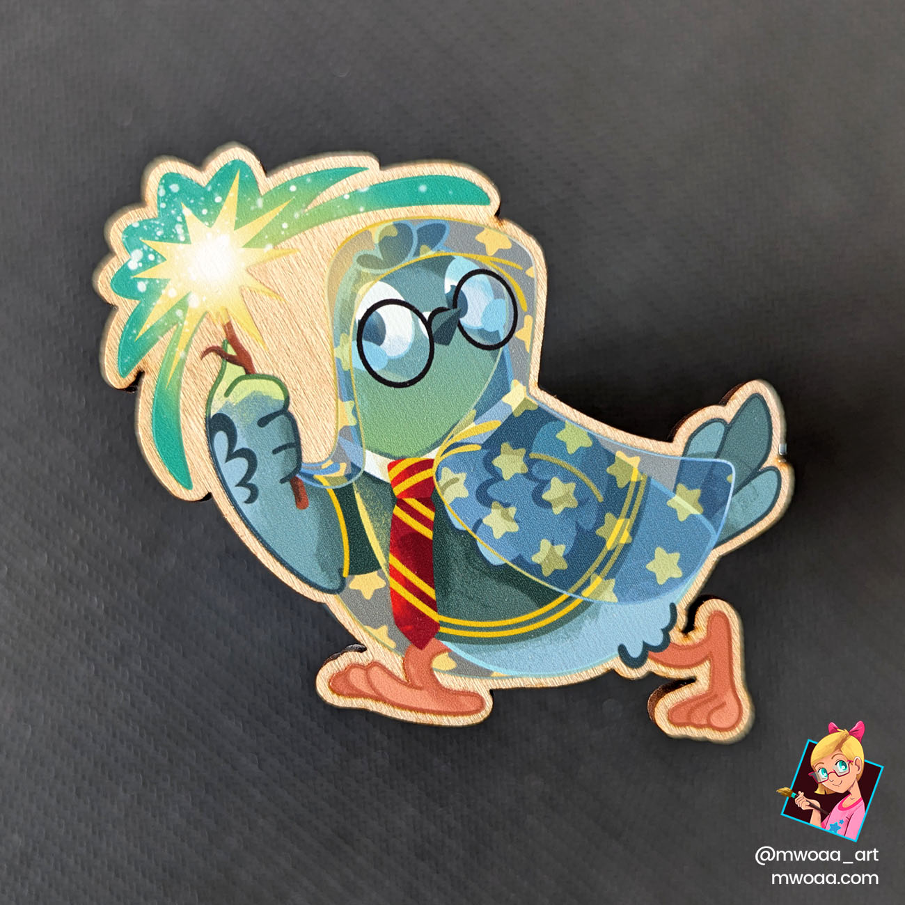 Geek Pigeons, Pigeon Potter | Pin's ou Magnet en bois – Image 2