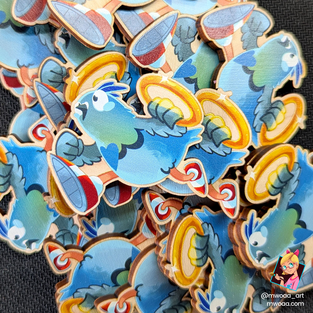 Geek Pigeons, Sonic le pigeon | Pin's ou Magnet en bois – Image 4