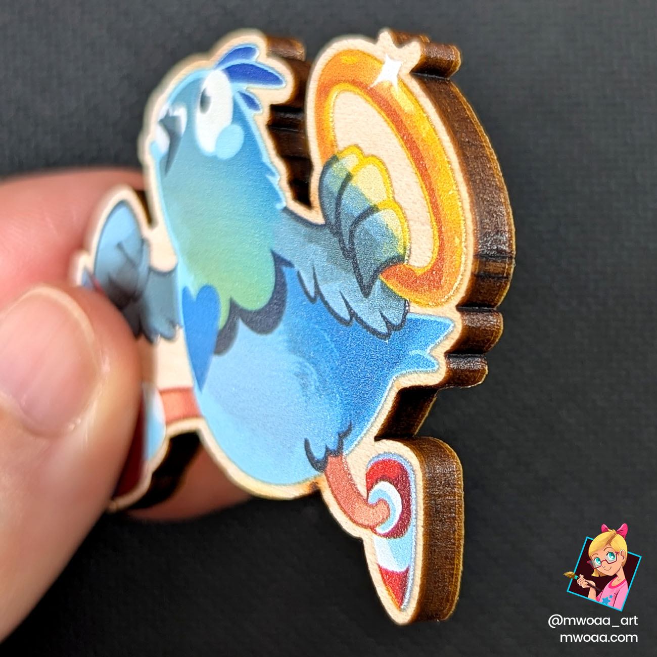 Geek Pigeons, Sonic le pigeon | Pin's ou Magnet en bois – Image 3